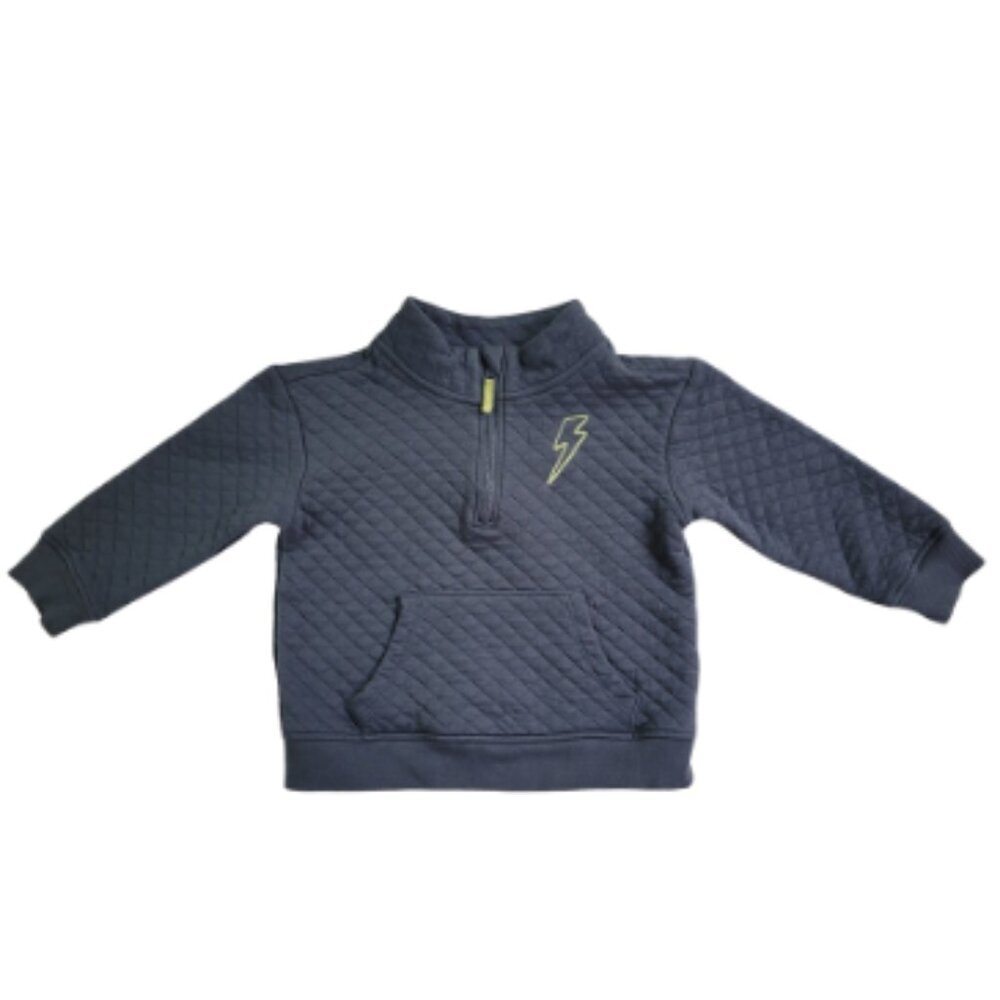 Grayson Mini Boys Sweatshirt Gray Lightning Bolt Quilted Pullover Size 4T